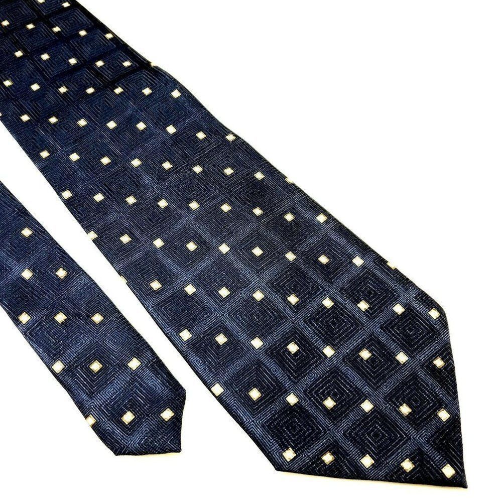 Pierre Cardin Navy Blue Tie with Cream Square Pattern